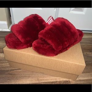 UGG Fluff Yeah Slide Slipper, Women, Size 9 - Red